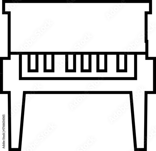 Piano Icon Grand Piano Symbol and Musical Instrument Group, Keyboard, Classical Music, Electric Piano, Melody, Performance, Entertainment Vector in Black Line Style