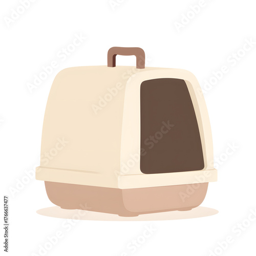 Minimal cat litter box illustration on transparent  background, pet care concept