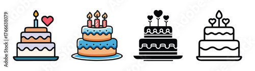 Celebration cakes with candles and decorations for special occasions