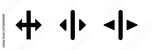 Resize icon with directional arrows in black, representing adjustment or resizing action in user interface design