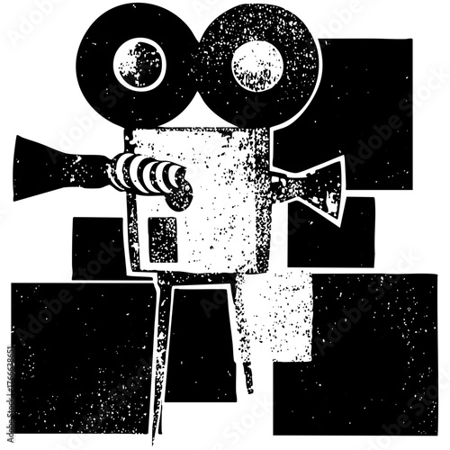 Movie Camera Illustrates Filmmaking in Entertainment