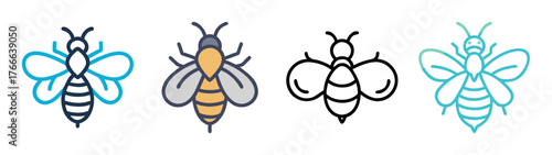 Four stylized bee icons for nature and honey related projects