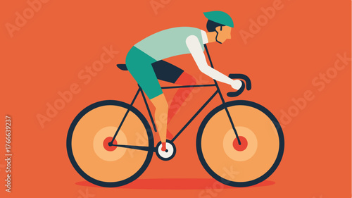 A cyclist in midpedal pose with wheels in motion capturing the essence of racing and endurance.