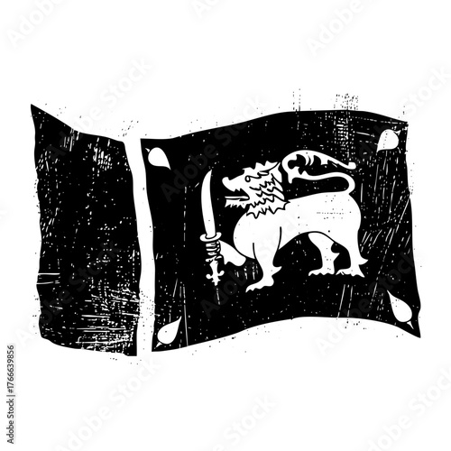Sri Lankan Flag Waves with Lion Symbol in National Identity