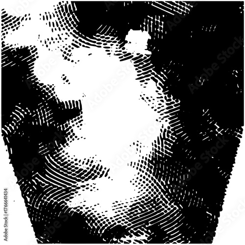 Man gazes intently at the viewer in halftone portrait