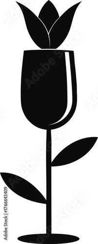 Flower glass art silhouette