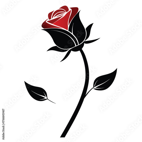 Elegant rose silhouette silhouette