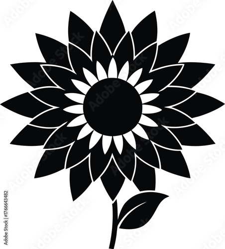 Sunflower illustration  silhouette