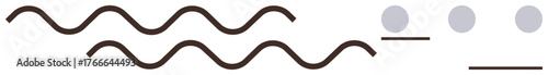 Wavy parallel lines and uniformly spaced dots with geometric alignment. Ideal for creativity, minimalism, technology, abstract art, design principles, patterns, communication. Simple flat metaphor