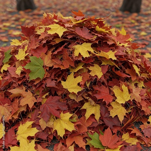Pile of Autumn Maple Leaves in Fall Colors | Seasonal Background for Thanksgiving and Nature Designs
