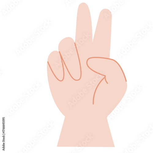 Number Two Hand Gesture - Minimalist Finger Counting Vector