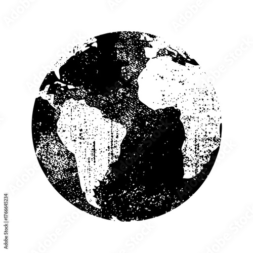 World map illustrates global connections in a distressed texture