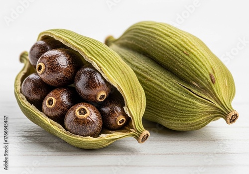 Cardamom Pods with Seeds Close-Up | Aromatic Culinary Spice for Cooking, Flavoring, and Food Photography