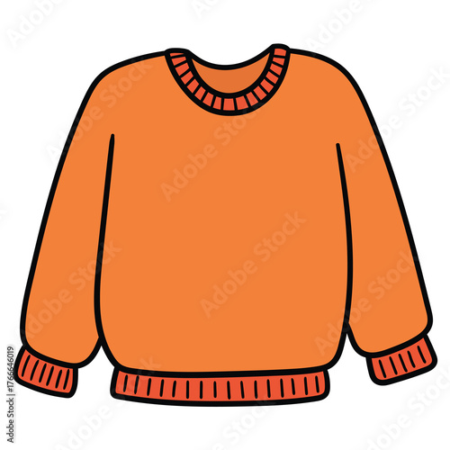 Hand-drawn cartoon warm sweater on a white background.