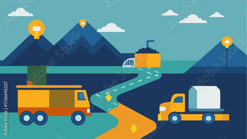 A mining operation implementing autonomous vehicles for safety and efficiency in transporting materials from the site to processing locations.