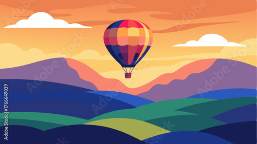 An exhilarating hot air balloon ride over vast rolling hills offering stunning views of the landscape below at different times of day.