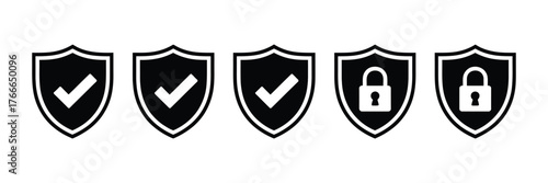 Free Download Shield check mark icon, protection and secure lock vector sign, security and privacy symbol, data protection, safe browsing and cybersecurity illustration - GFXLoad
