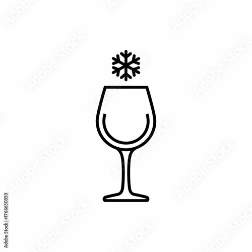 Outline drawing of a wine glass with a snowflake above it indicating a chilled or frozen beverage type
