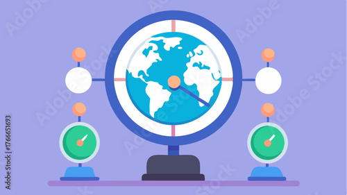 An elegant desk clock with multiple time zone displays emphasizing global coordination for remote teams.