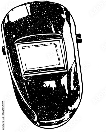 Welding mask protects against sparks in industrial work