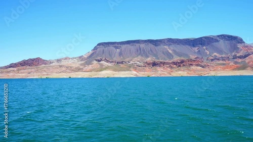 Wallpaper Mural Panning shot of bathtub ring clearly visable on rocks and mountain sides around Lake Mead Torontodigital.ca