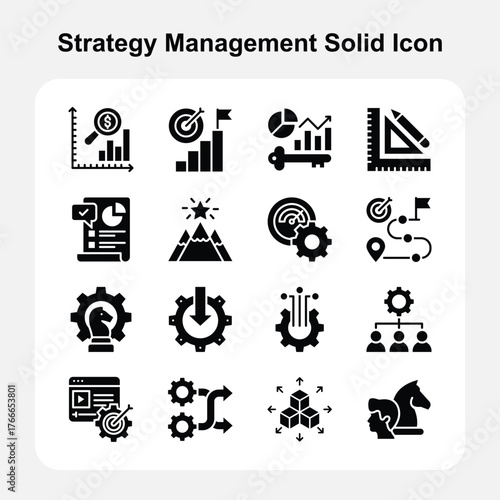 Success, teamwork, and achievement strategy Solid icons set 2