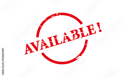 AVAILABLE! - Red Rubber Stamp With text message AVAILABLE! 
