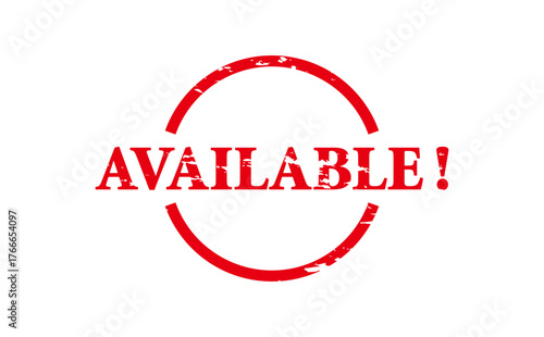 AVAILABLE! - Red Rubber Stamp With text message AVAILABLE! 
