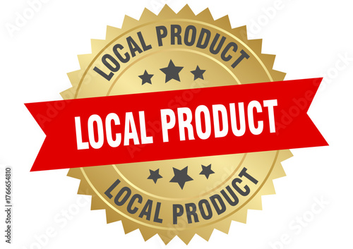 local product. local product round red and gold label isolated on transparent background