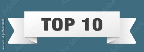 top 10 ribbon isolated on transparent background. top 10 ribbon