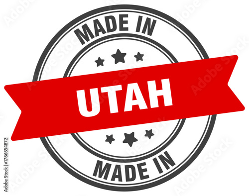 Made in Utah round sign. Made in Utah stamp.