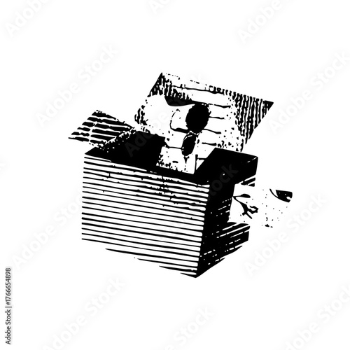 Open gift box reveals surprise inside, illustration