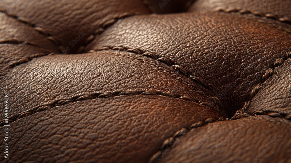 Naklejka premium Close-up of brown leather upholstery