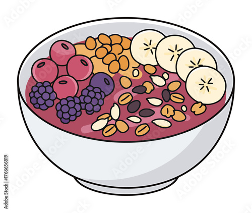 Minimalist Smoothie Bowl Vector Art - Flat Style Healthy Food Design