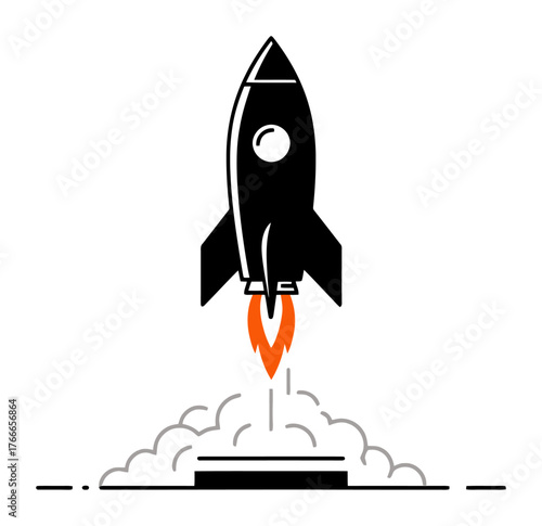 Minimalist Rocket Launch Vector - Startup Business Technology Symbol
