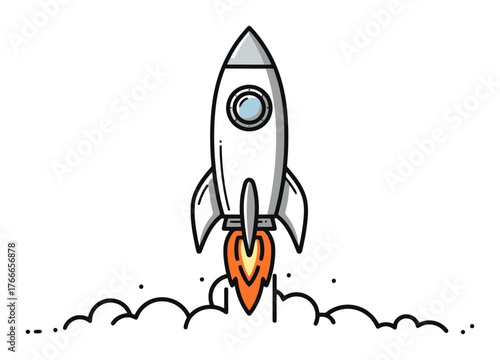 Minimalist Rocket Launch Vector - Startup Business Technology Symbol
