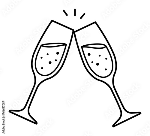 Minimalist Champagne Toast Vector Icon - Celebration, Luxury, Cheers