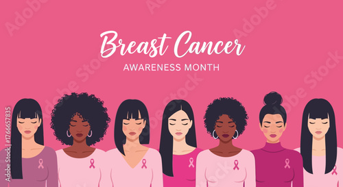 Breast Cancer Awareness Diverse Women United in Pink for a Cause
