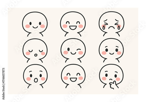 Cartoon emotion faces grid showing various expressions