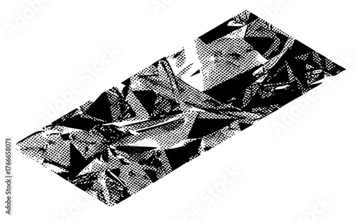 Abstract shapes interact dynamically in a composition