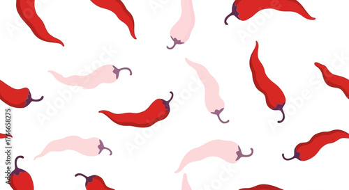 Chili Pepper Pattern A Repeating Design of Spicy Red and Light Pink Food Elements