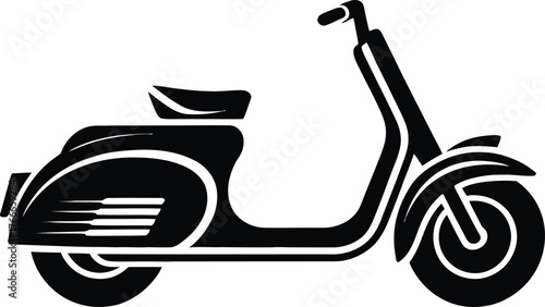Retro Scooter Motorcycle Silhouette Icon