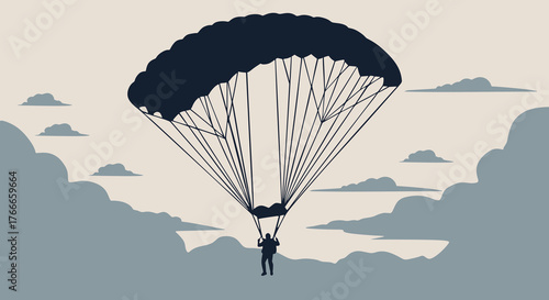 Parachutist Silhouette in the Sky