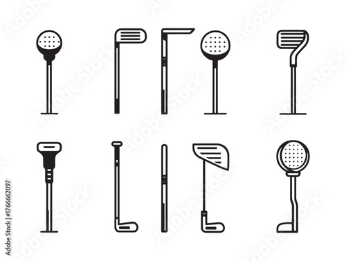 Golf Set Icon Minimalist Line Art
