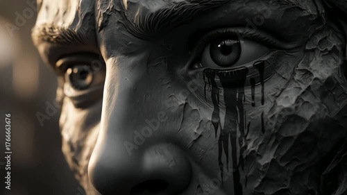 Stone Face - A Haunting Portrait of Grief and Loss.