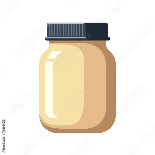 Empty jar isolated on white background, representing storage container for homemade goods. Empty jar with blank label is perfect for showcasing food preservation and canning, storage,