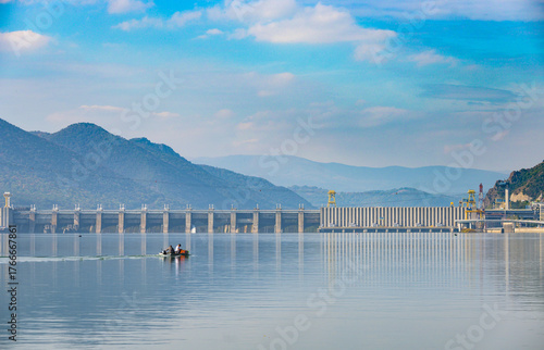 Hydropower plant on the Danube. Iron Gates Hydropower Plant.