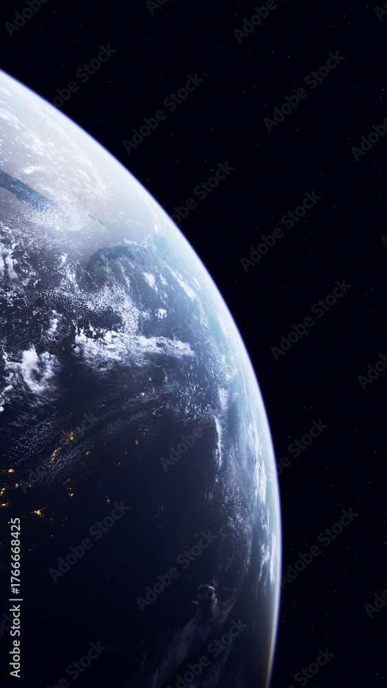 Αυτοκόλλητο A breathtaking perspective of Earth captured from space showcases swirling clouds and shining waters