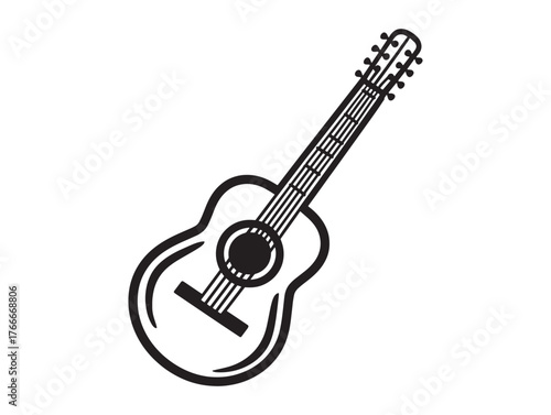 Modern Guitar Outline Minimalist Artwork Style