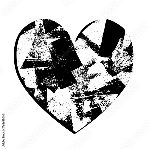 Broken heart distress in abstract vector art